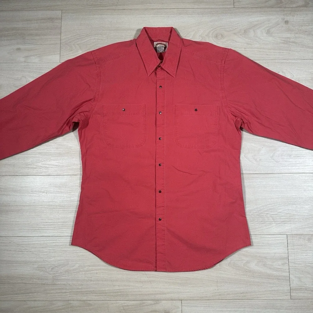 Vintage Banana Republic Shirt Mens Large Pink Chambray‎ Safari Long Sleeve Snap